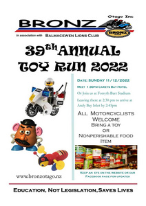 BRONZ Toy Run - Sun 11 Dec 1-4pm